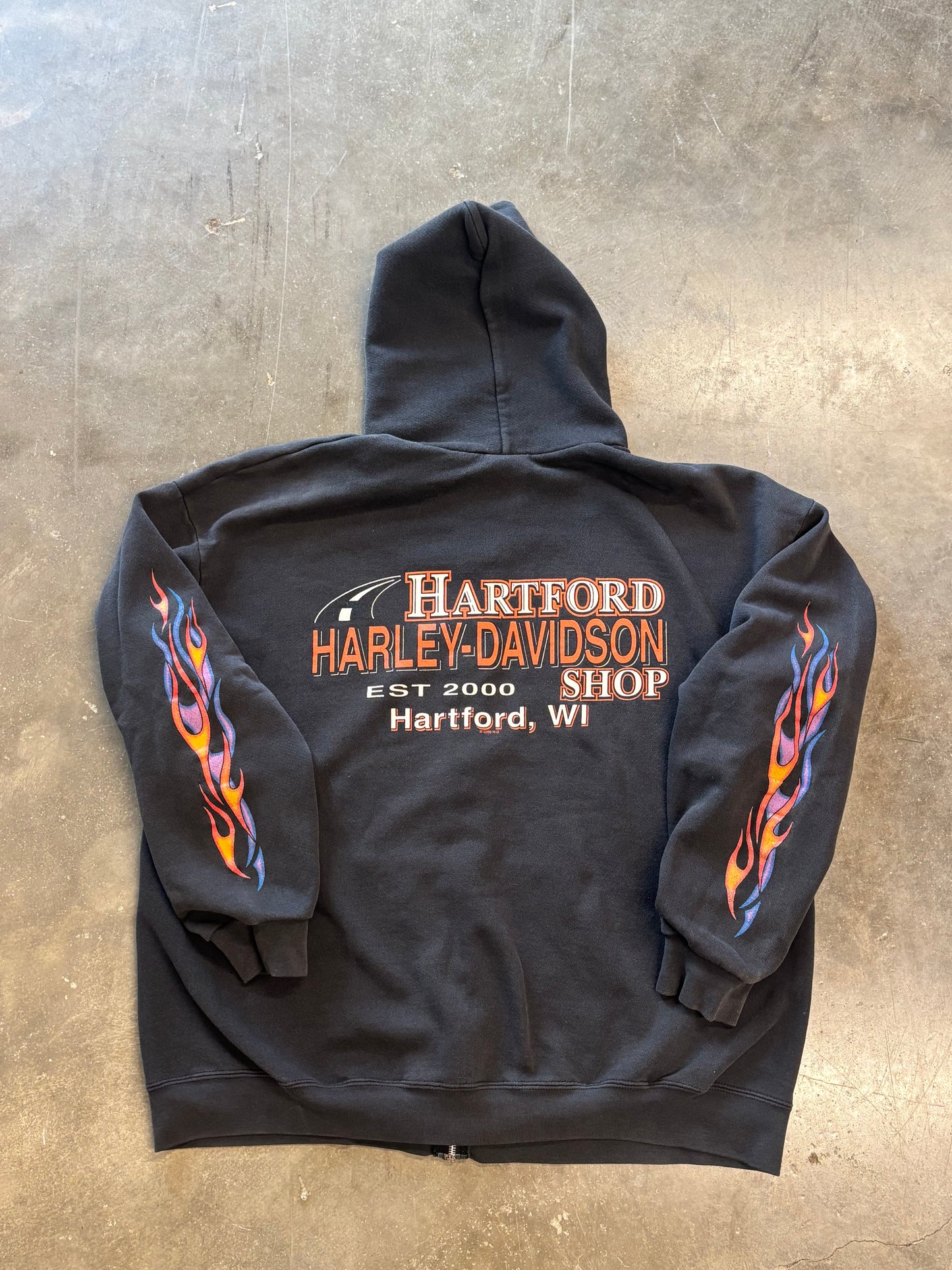 Vintage Harley Davidson Rainbow Flame hoodie size XL