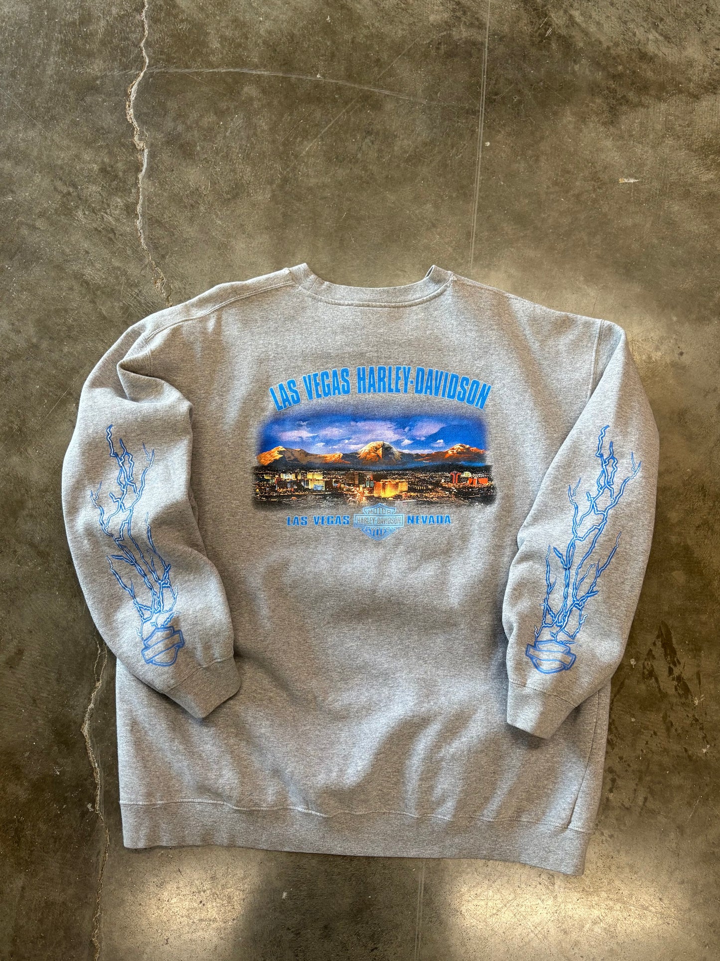 Vintage Harley Davidson Blue Lightning sweatshirt size xxl