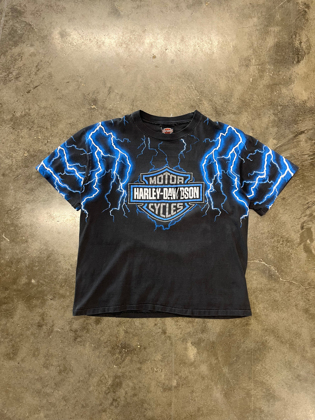 Vintage Harley Davidson blue lightning shirt size large