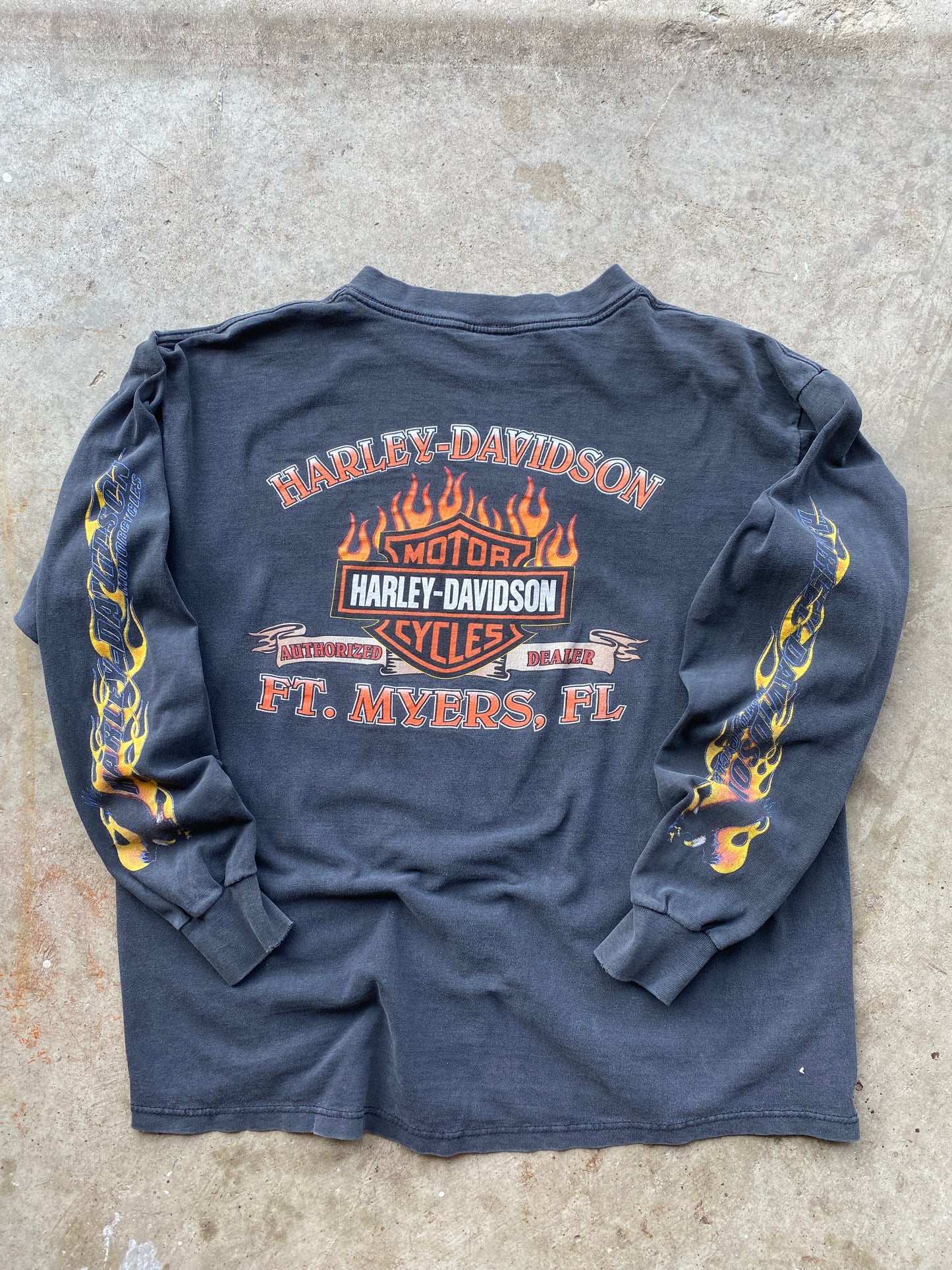 Vintage Yellow Flaming Eagle Harley Davidson Long sleeve size Extra Large