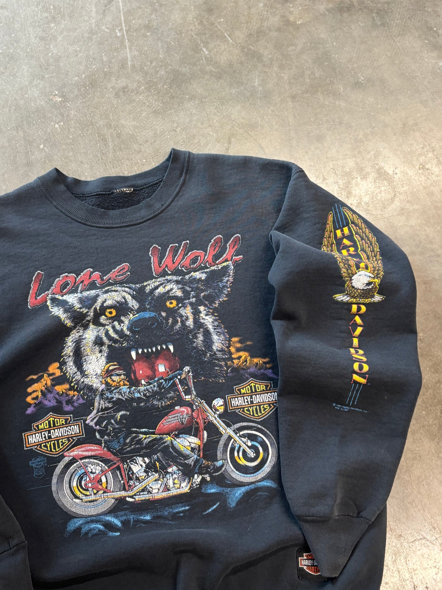 Vintage Harley Davidson lone wolf hoodie size large