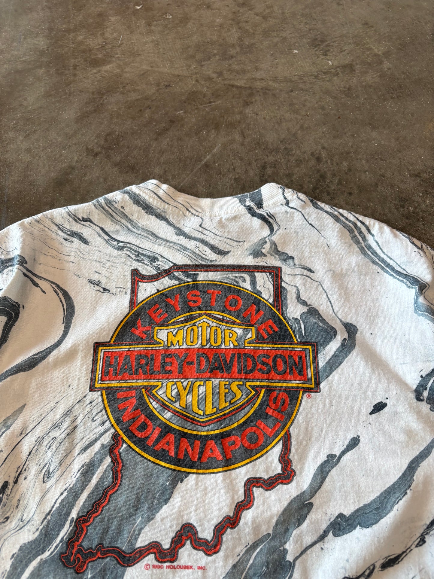 Vintage Harley Davidson marble dyed shield shirt size large