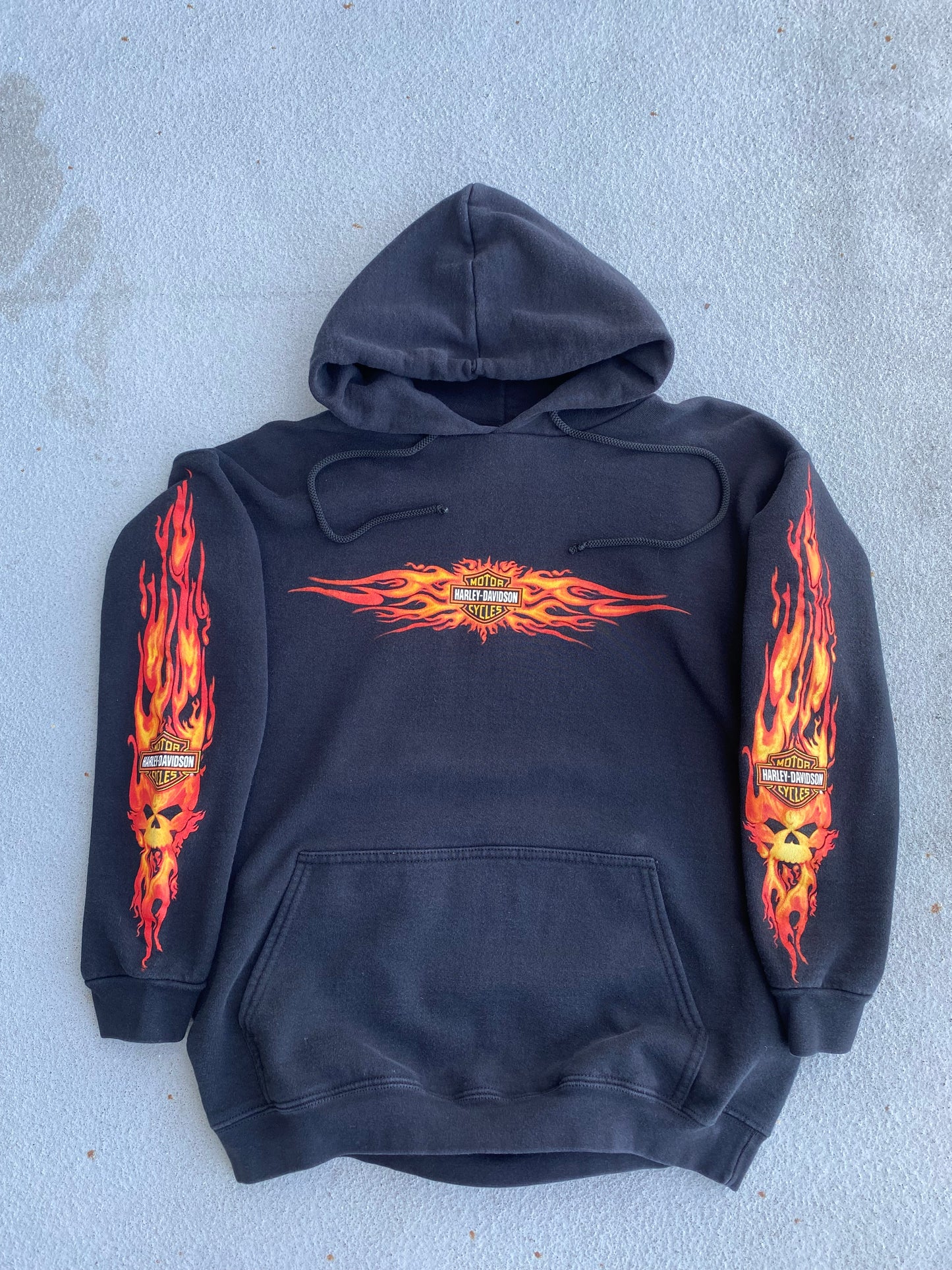 Vintage Harley Davidson Skull Flame Hoodie Size Medium