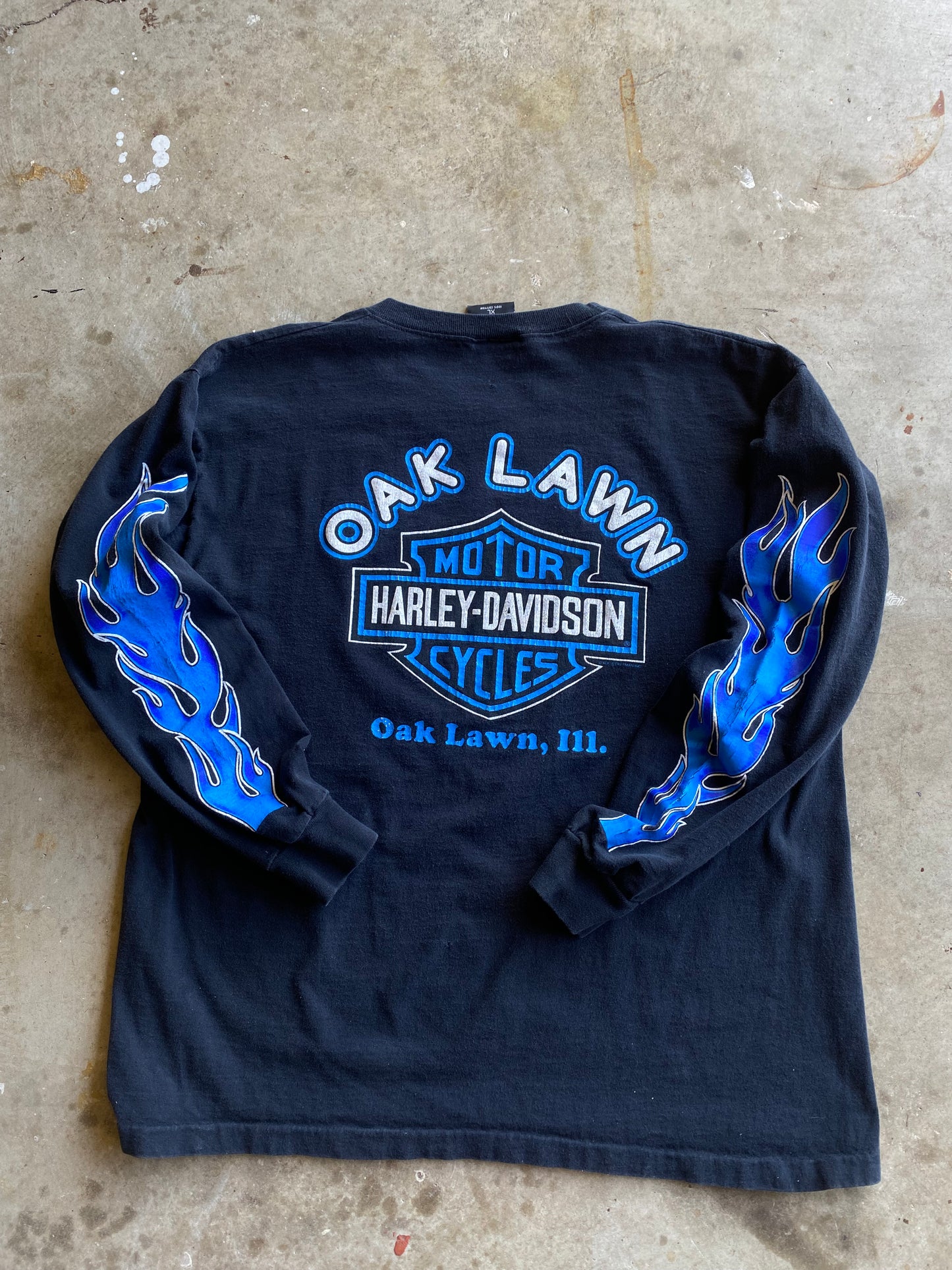 Vintage Harley Davidson Blue Flame Shirt size extra large