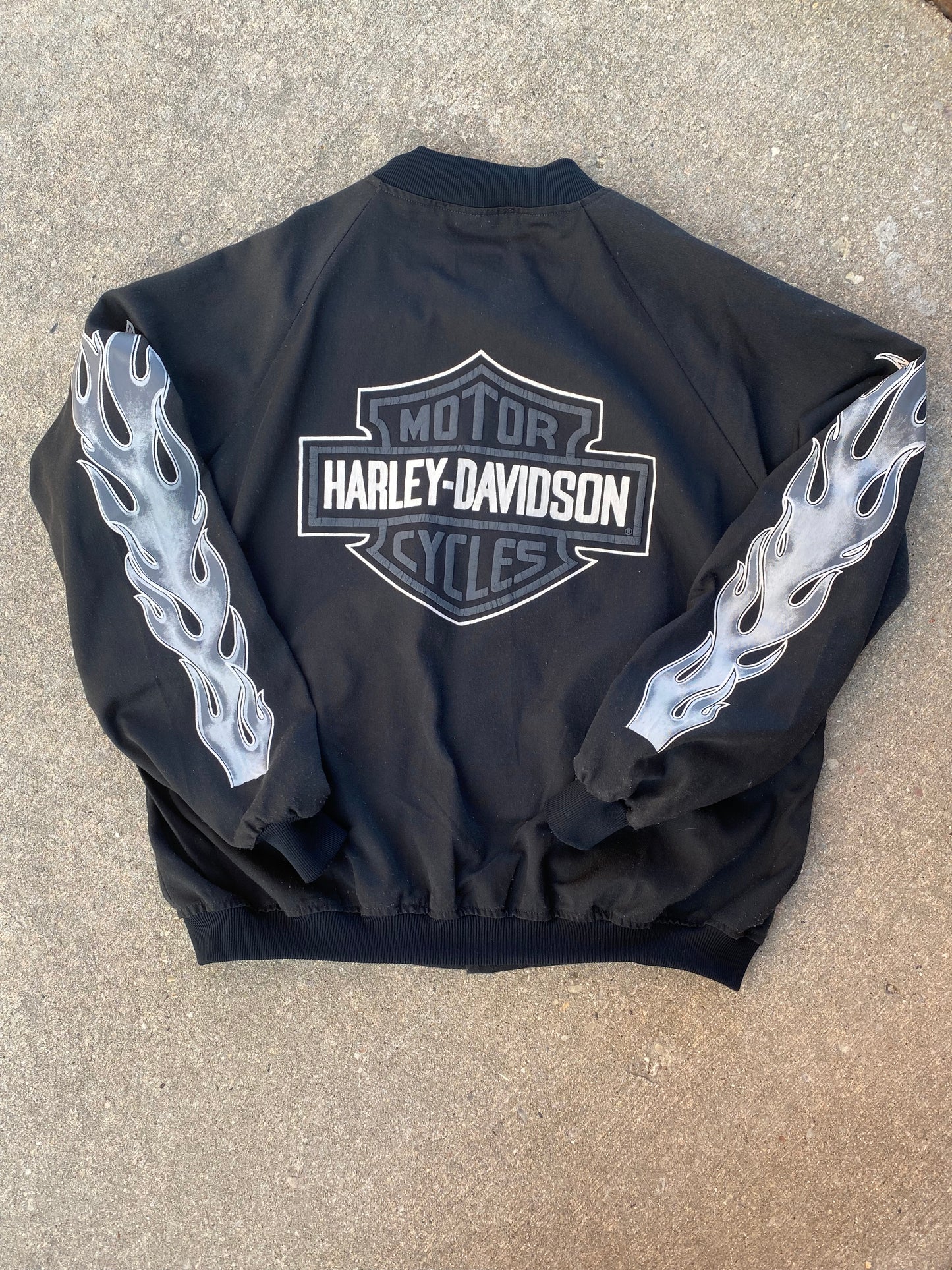 Vintage Harley Davidson Windbreaker bomber flame long sleeve size large