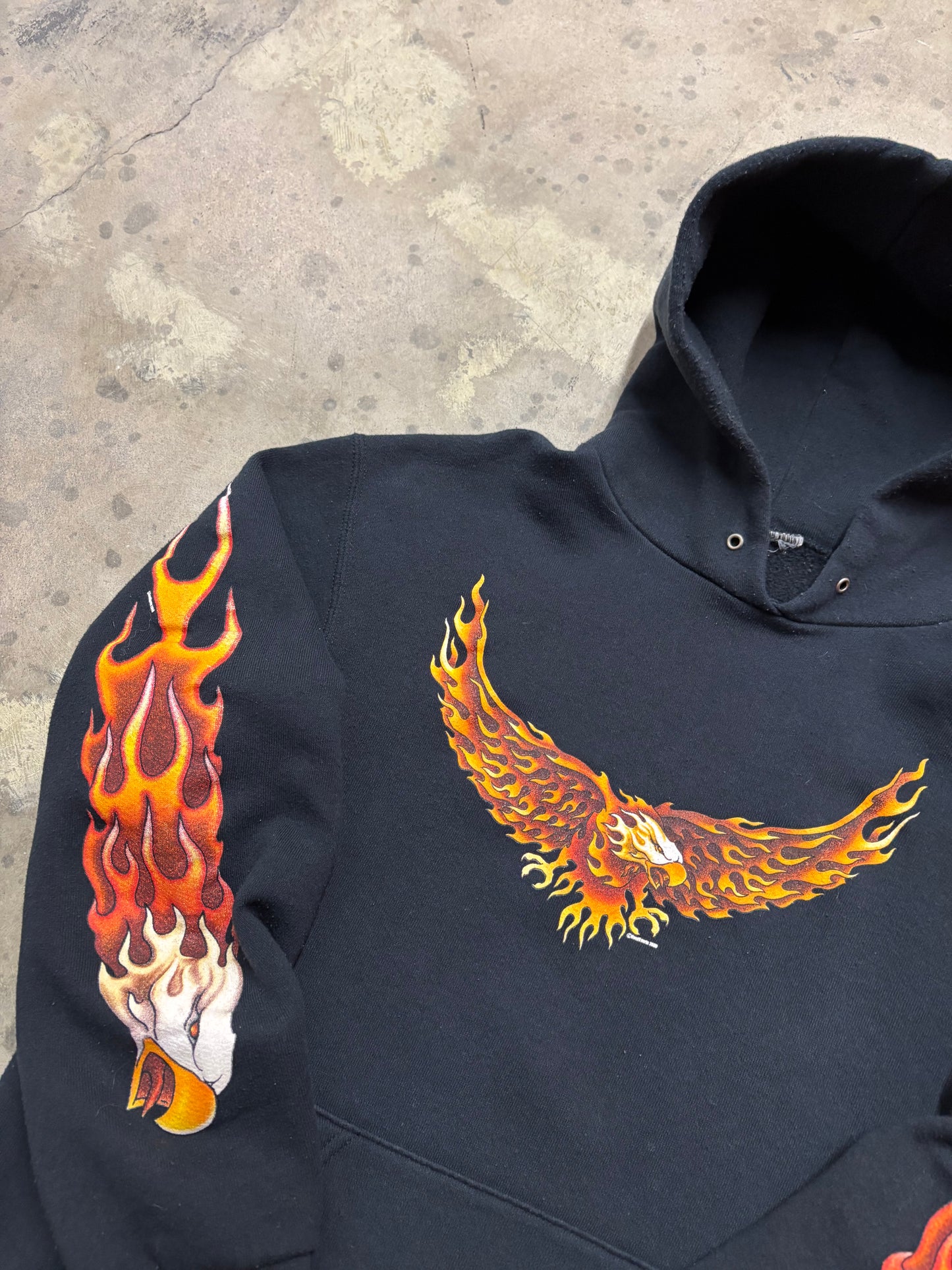 Vintage Budget Flame Eagle Hoodie size large