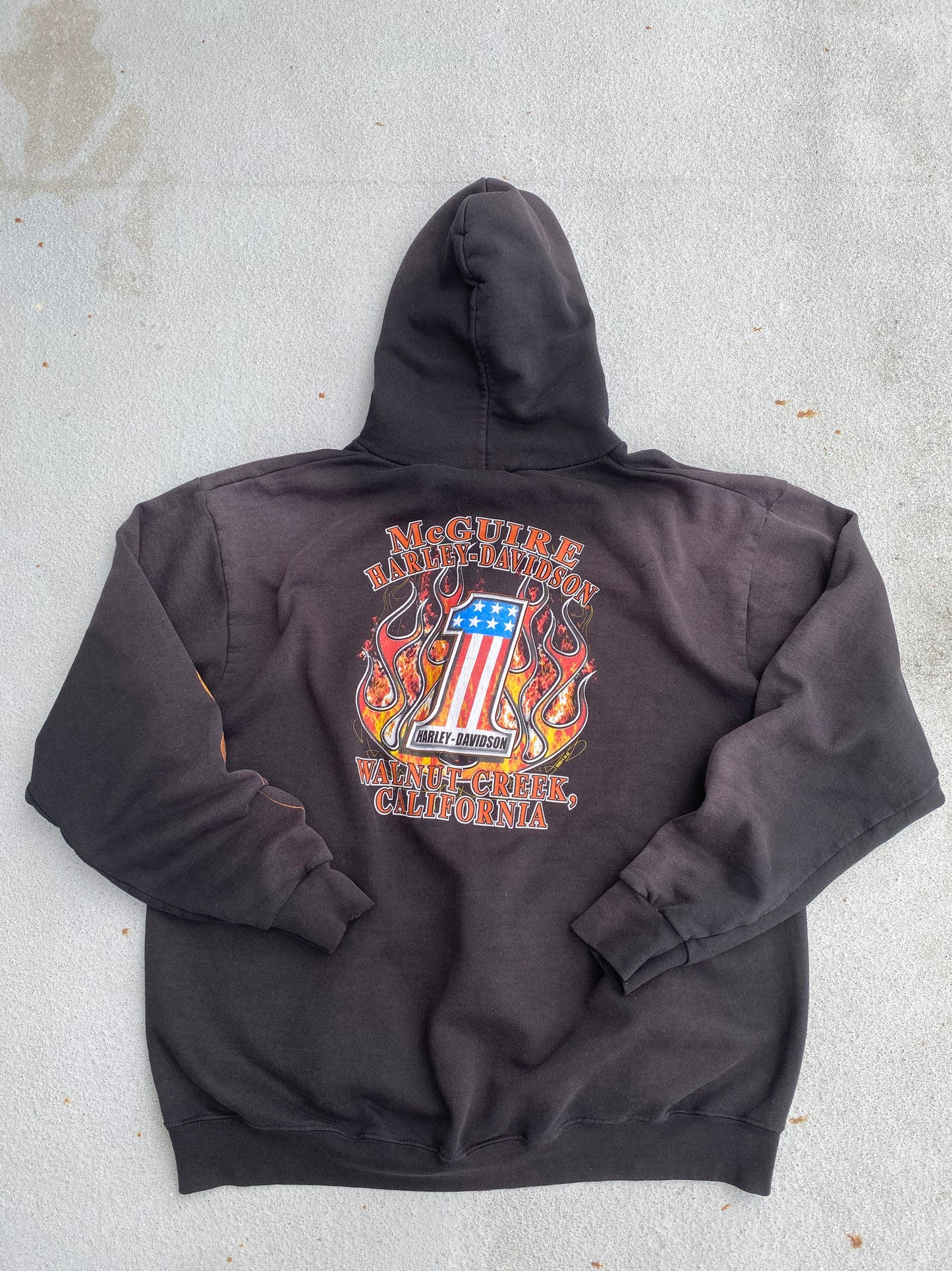 Harley Davidson Flame Zip Up Hoodie Size Large