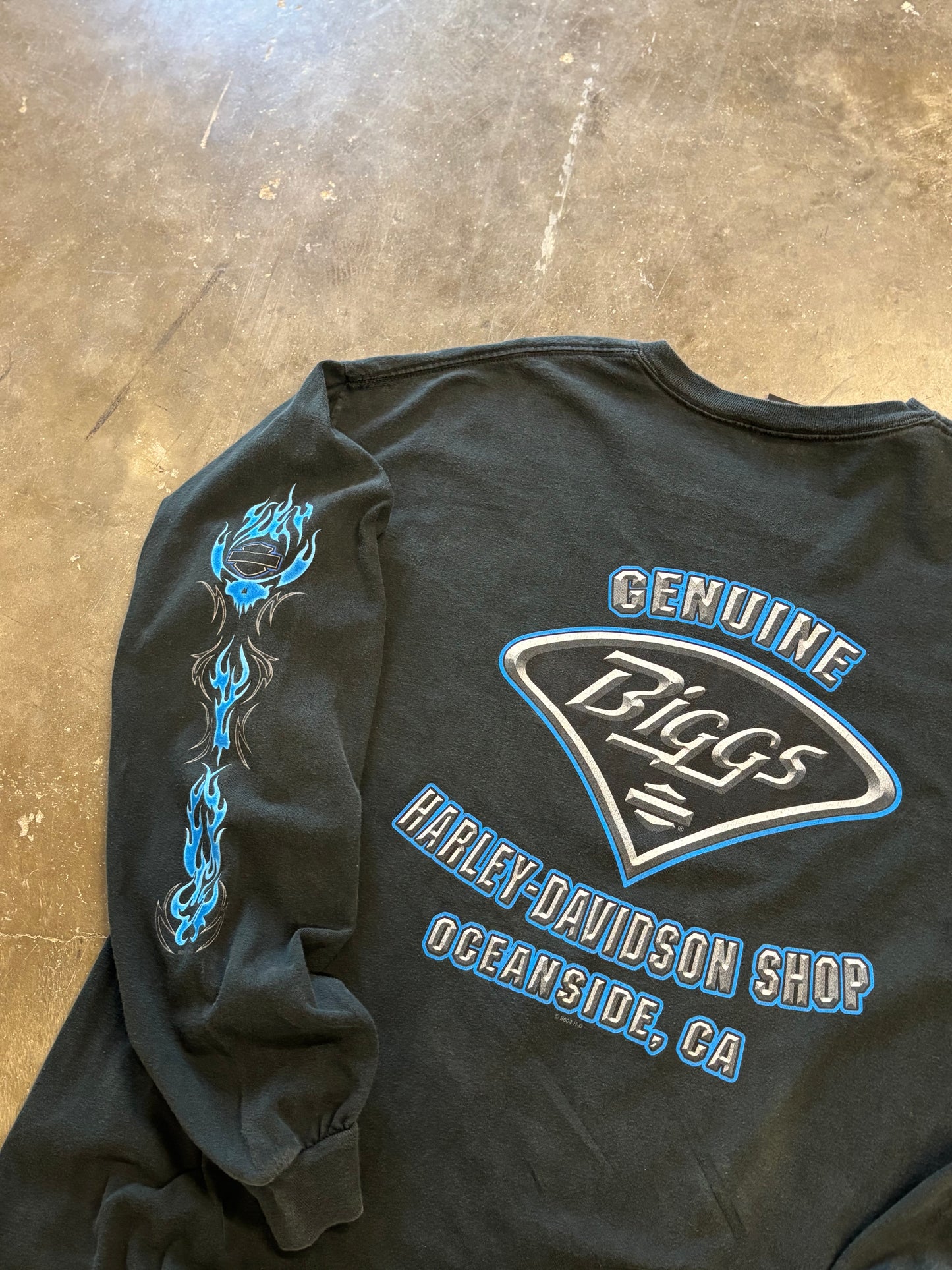Vintage Harley Davison Blue skull long sleeve size xxl