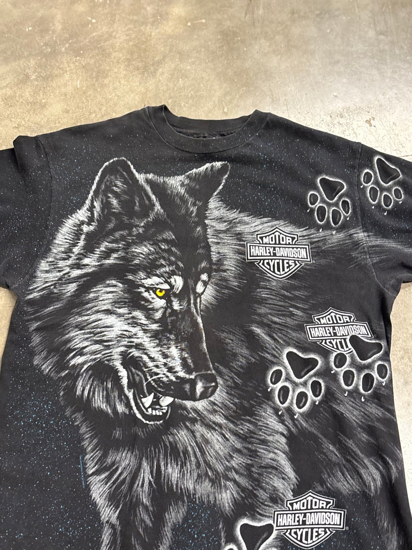 Vintage Harley Davidson Wolf AOP shirt size large