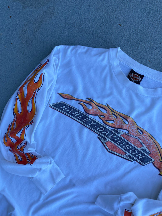 Vintage 1992 Harley long sleeve orange flames size large