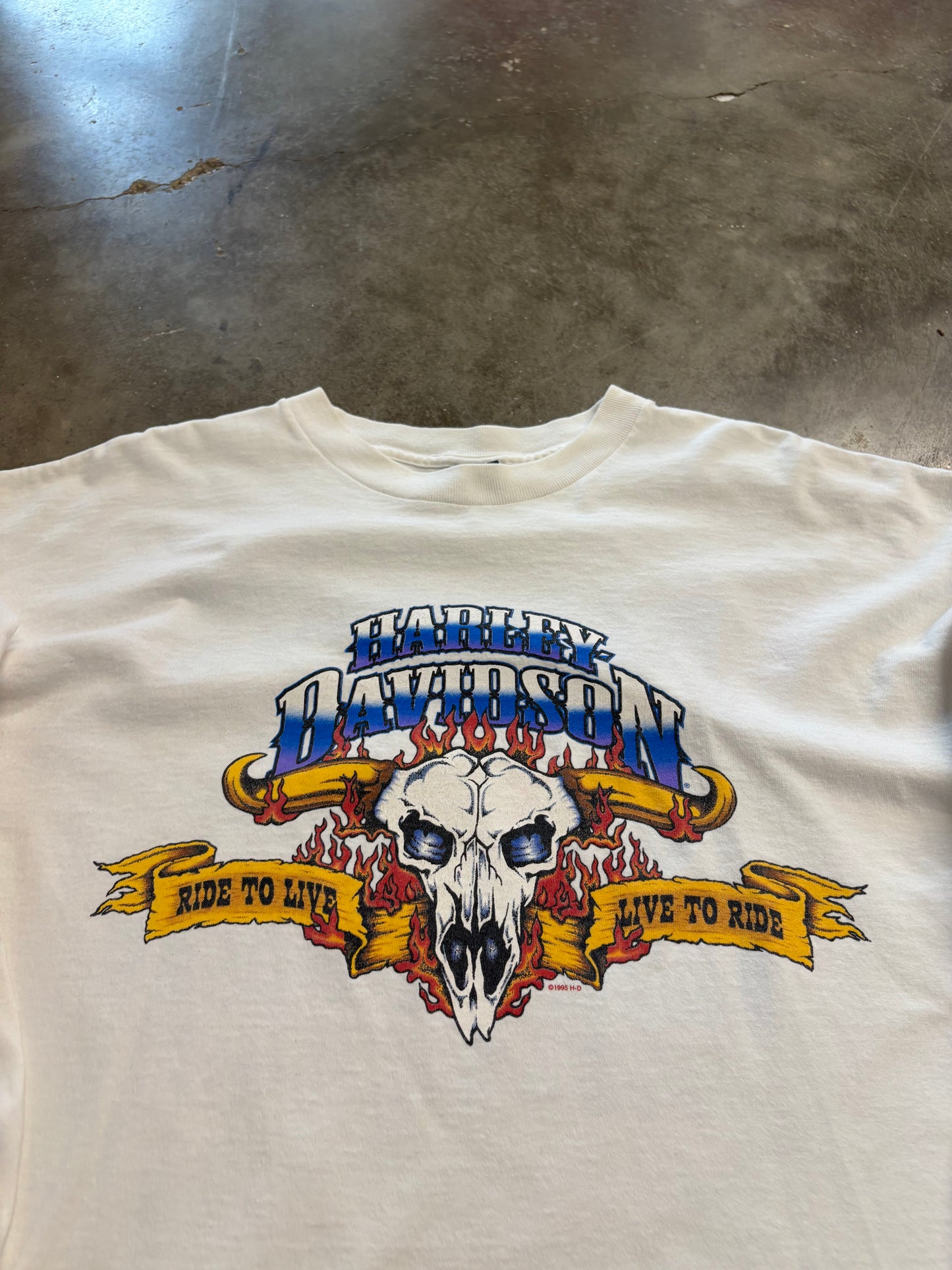 Vintage Harley Davidson white cattle long sleeve size xl