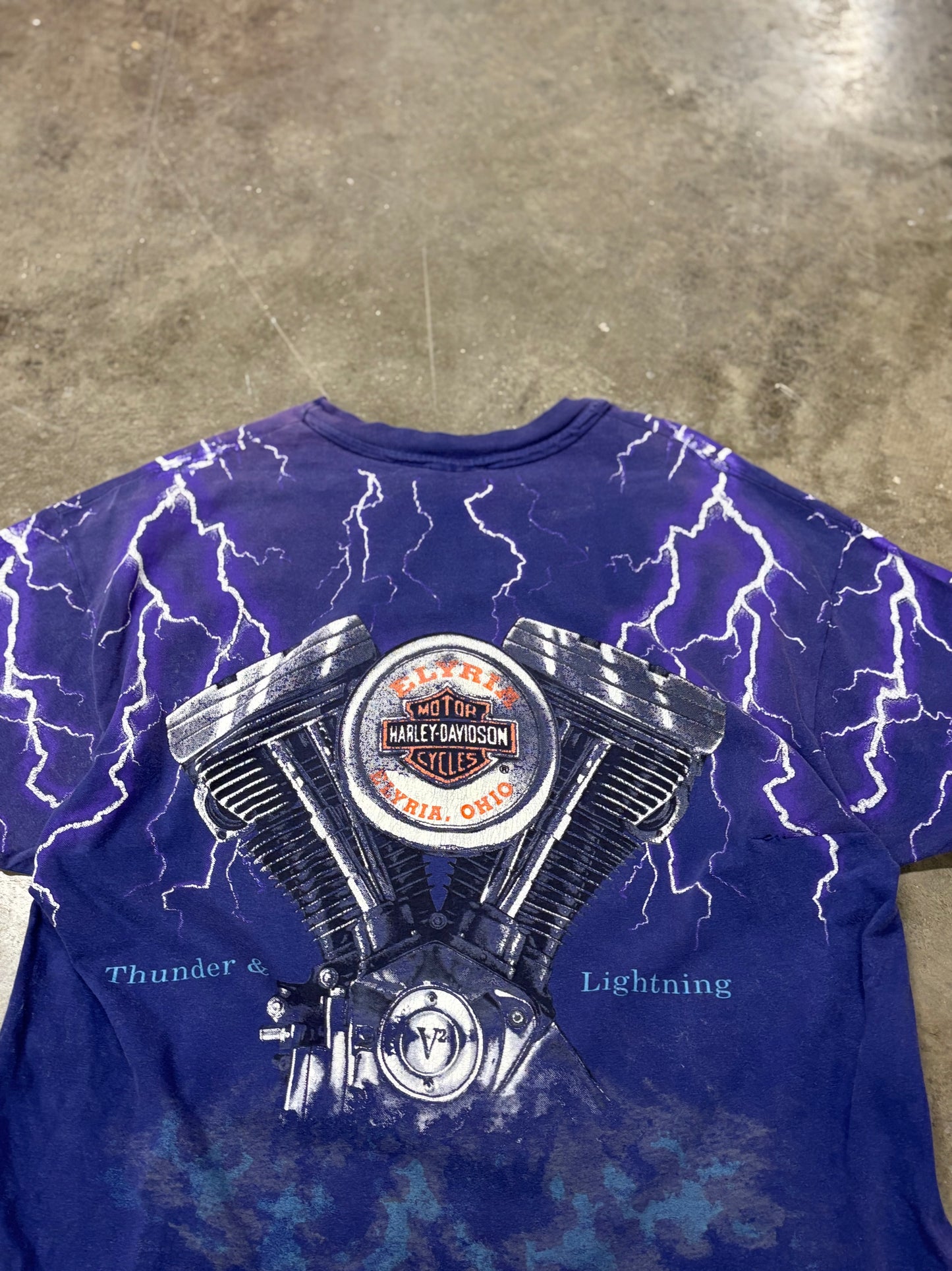 Vintage Harley Davidson Purple Lightning AOP shirt size xl