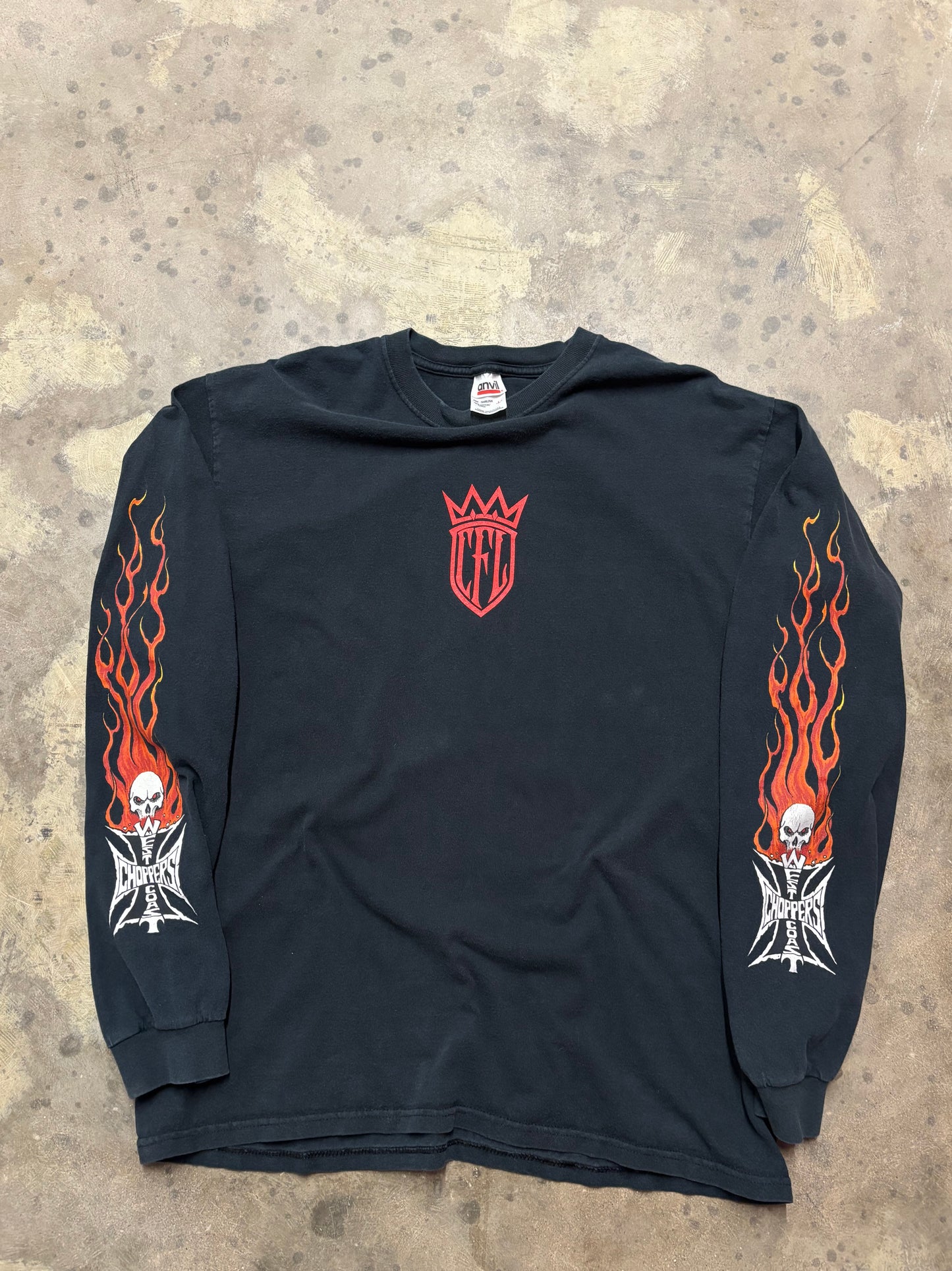 Vintage West Coast Choppers Flame Skull shirt size large