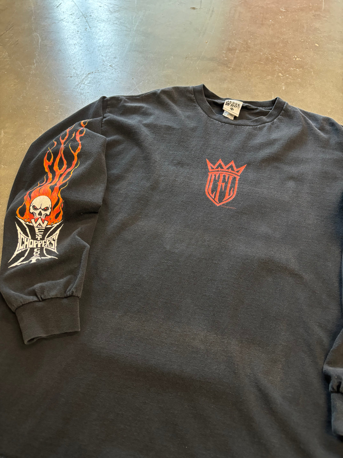 Vintage WCC skull flame long sleeve size extra large