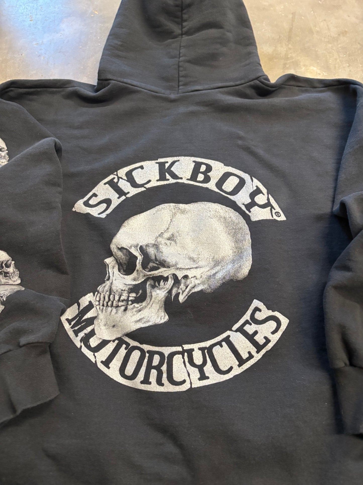Sick Boy Motorcyles skullpile hoodie size xxl