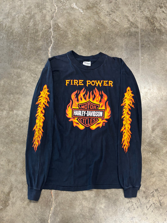 Vintage Harley Davidson fire power long sleeve size large