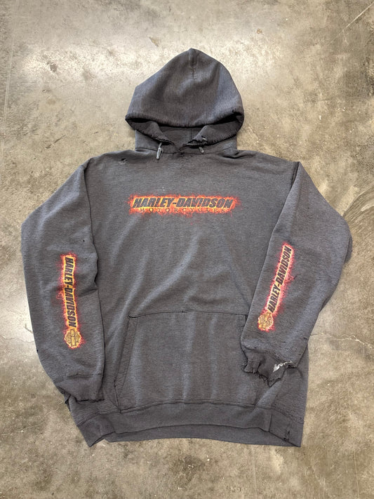 Vintage Smoked out and thrashed Harley Davidson hoodie size XL