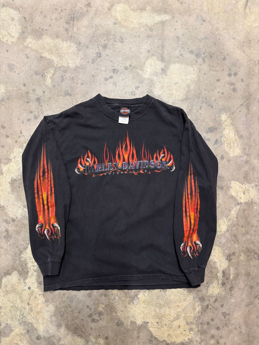 Vintage Harley Davidson orange flame long sleeve shirt size large