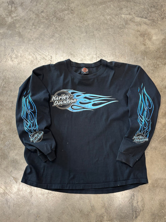 Vintage Harley Davidson Blue flame shirt size xl