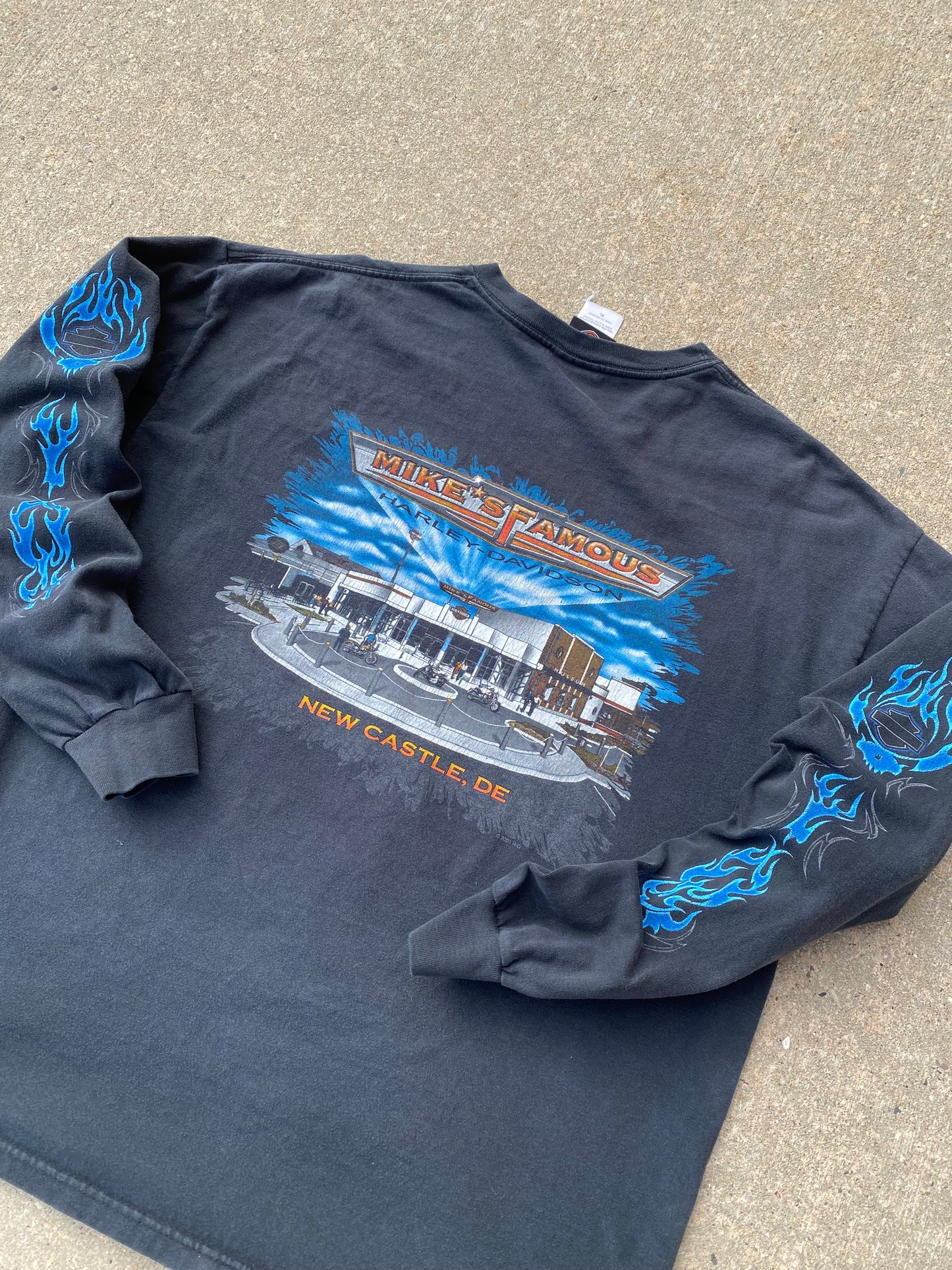 Vintage Harley Davidson blue flame skull Size XL