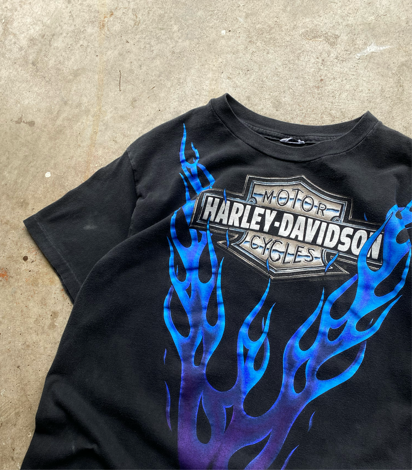 Vintage Harley Davidson Blue Flame shirt size large