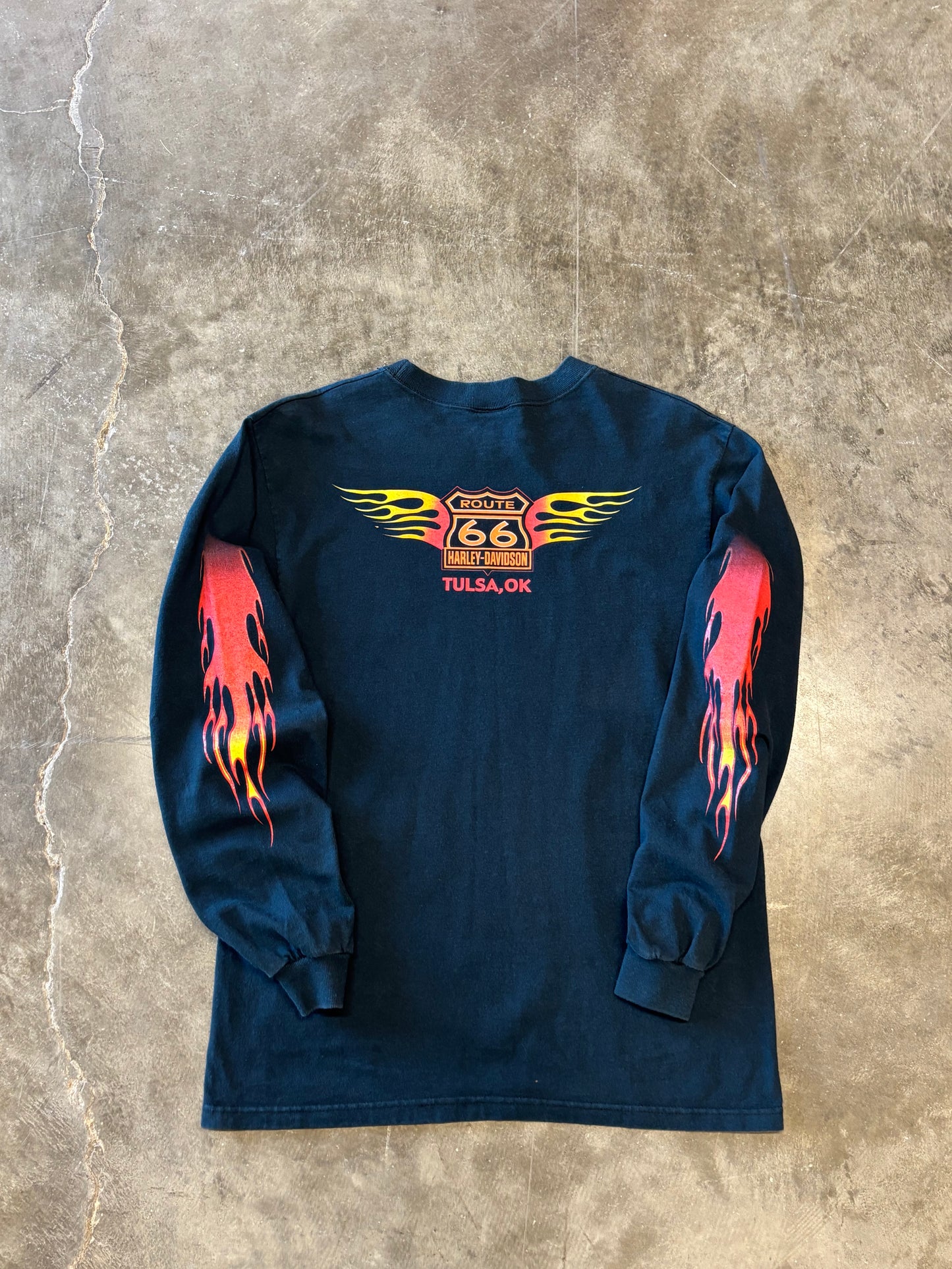 Vintage Harley Davidson Flame ball long sleeve size large