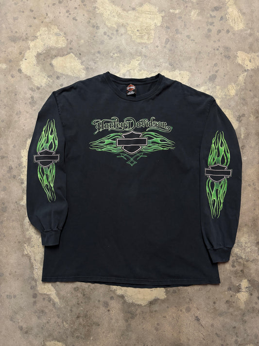 Vintage Harley Davidson Green Flame shirt size XL