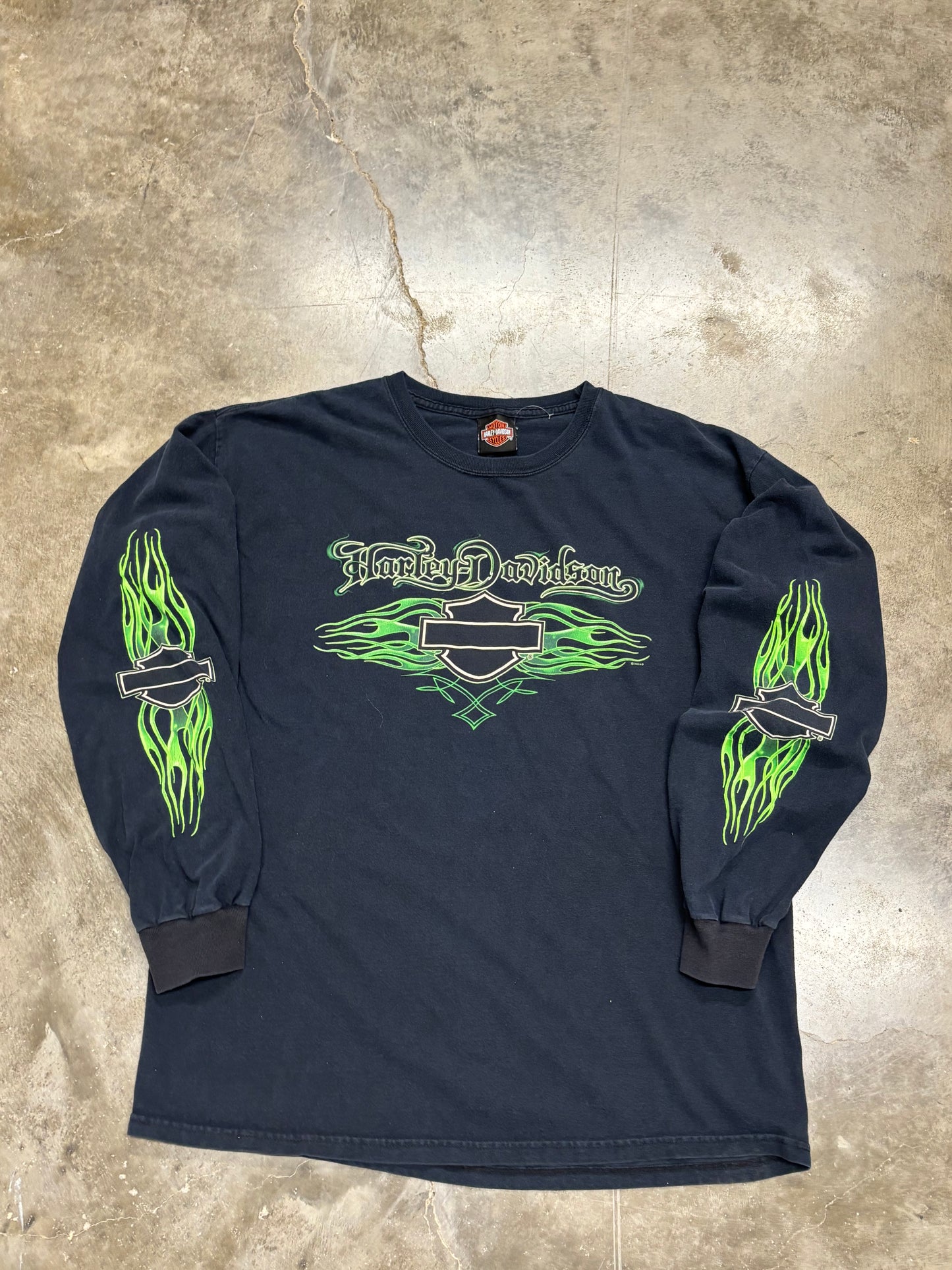 Vintage Harley Davidson Green Blade long sleeve size xl
