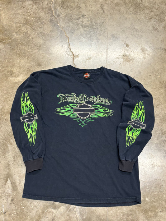 Vintage Harley Davidson Green Blade long sleeve size xl