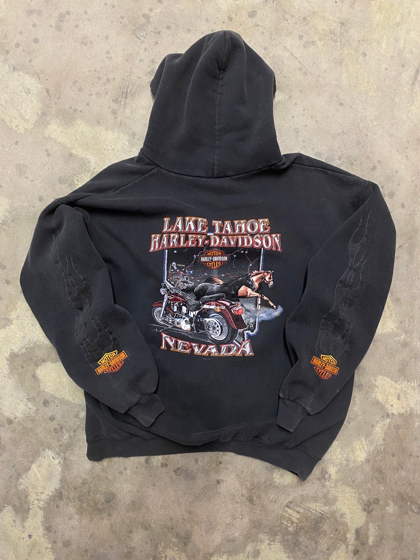 Vintage Harley Davidson Flame sleeve hoodie size XL