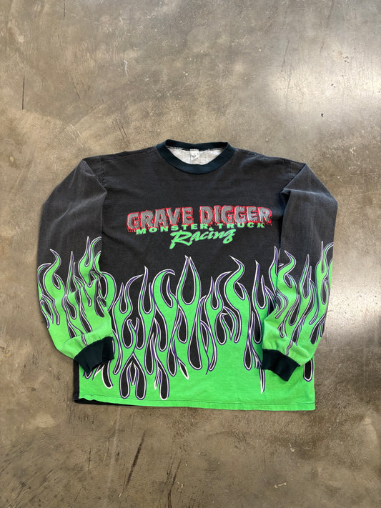 Vintage Grave Digger Flame Long sleeve shirt size Large