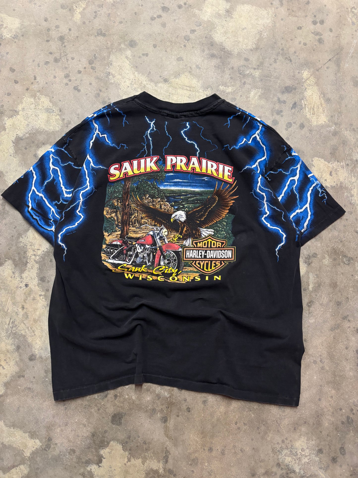 Vintage Harley Davidson Blue Lightning shirt size xxl