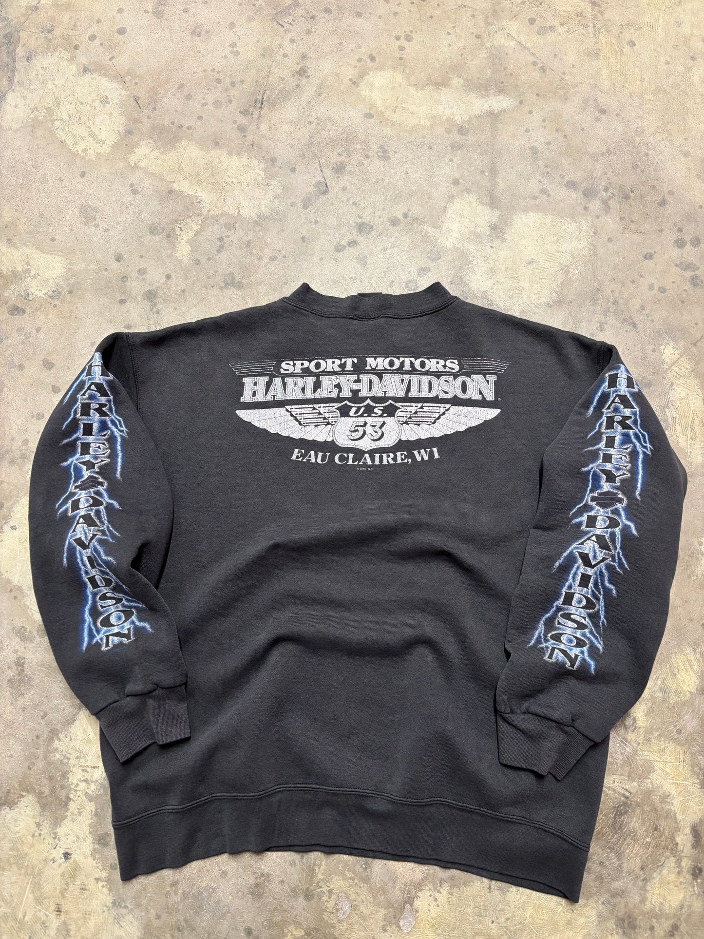 Vintage Harley Davidson blue lightening Crewneck size large