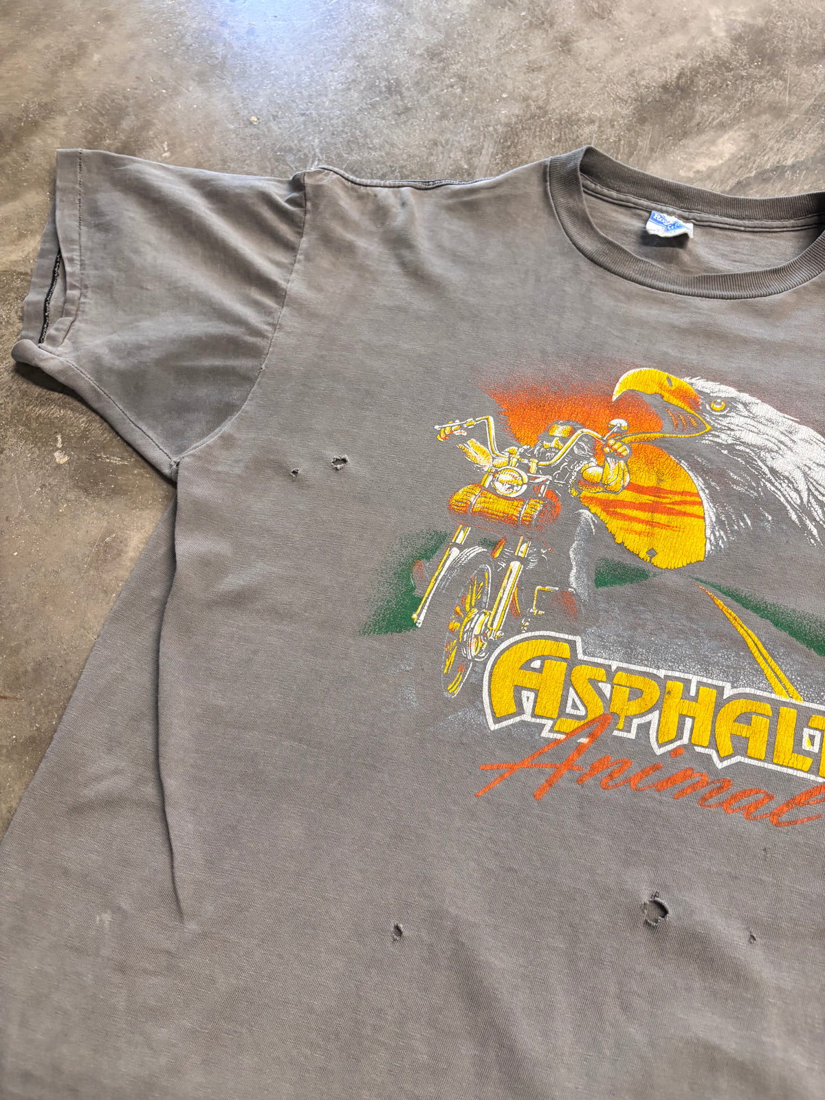 Vintage faded and thrashed 80’s biker shirt size extra large