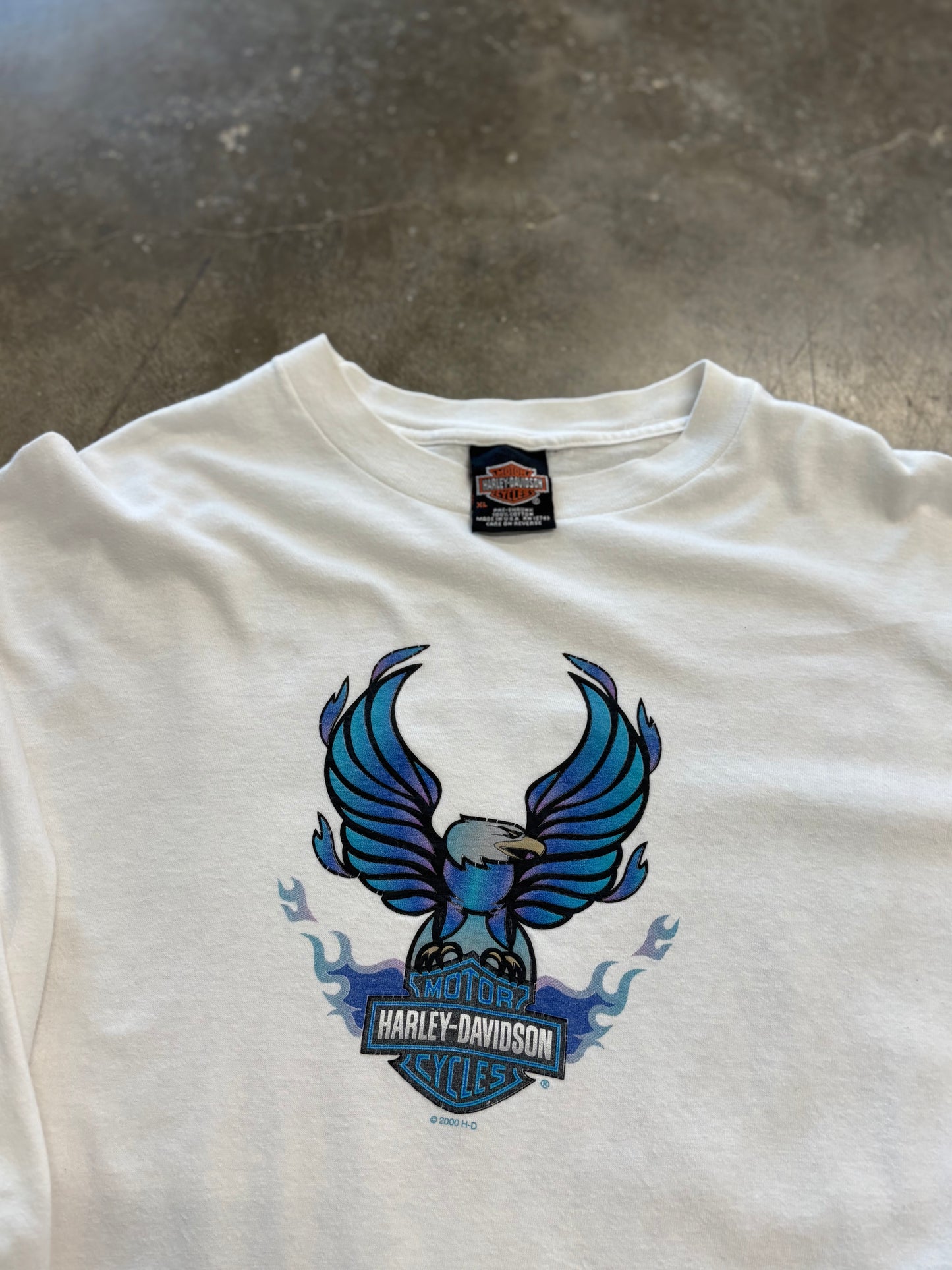 Vintage Harley Davidson Blue flame eagle size xl