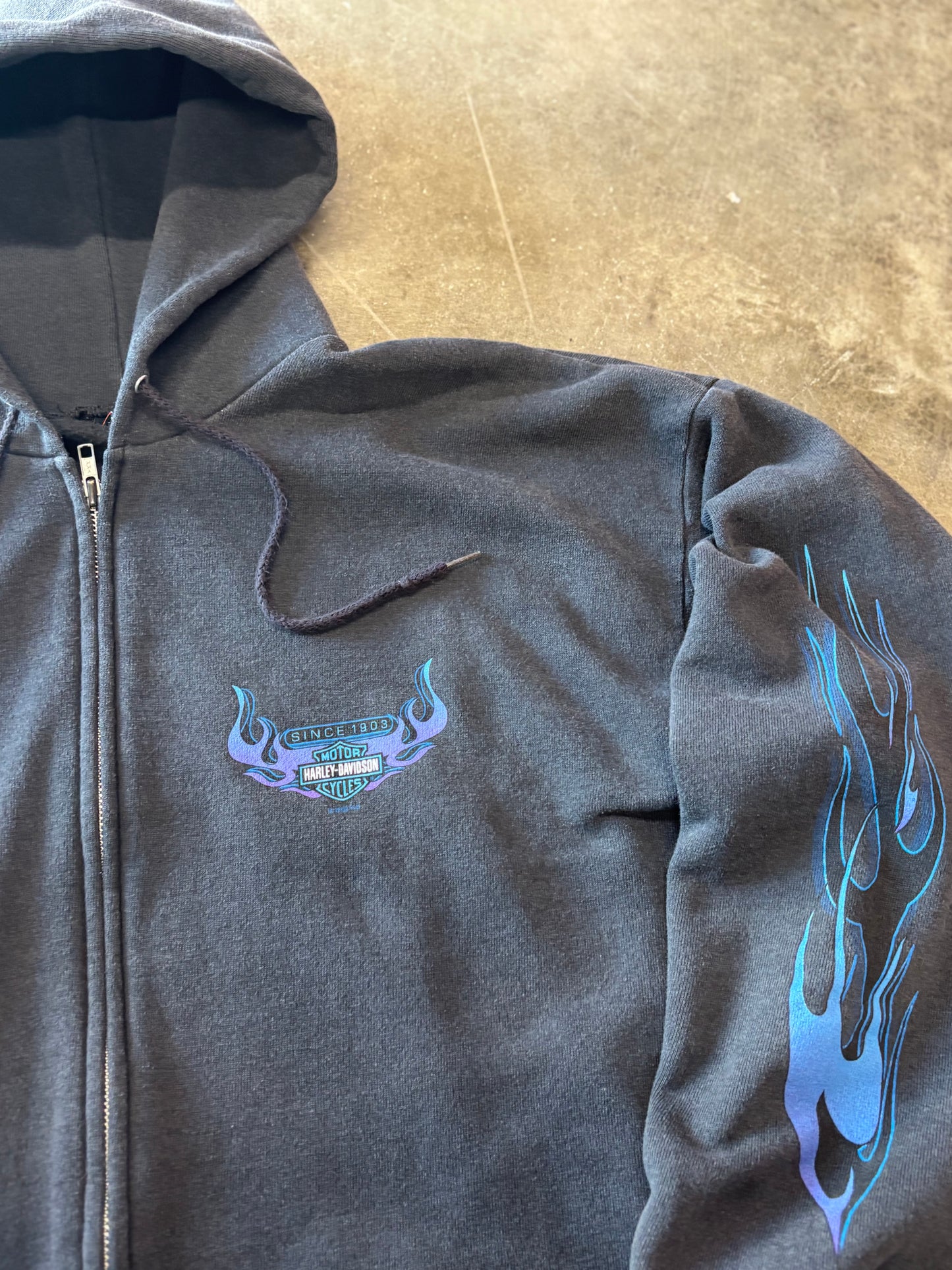Vintage Harley Davidson Purple flame zip up hoodie size xl