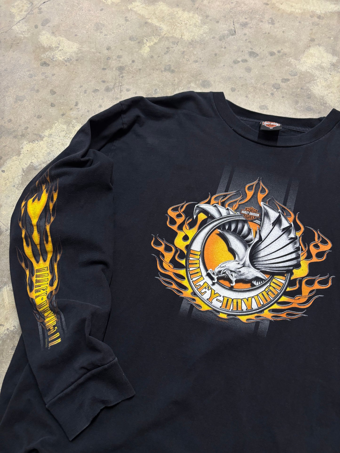 Vintage Harley Davidson Yellow flame long sleeve size xxl