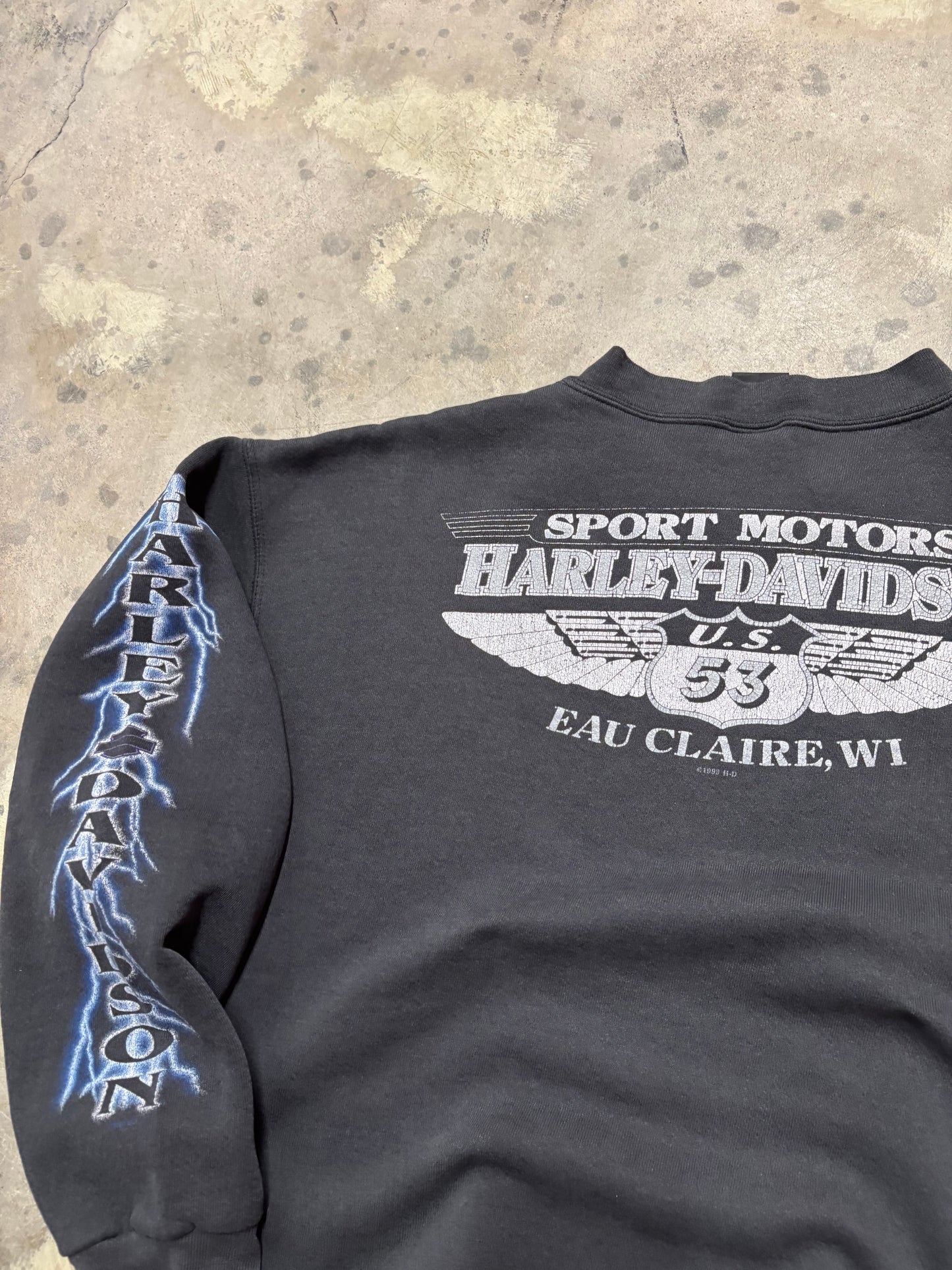 Vintage Harley Davidson blue lightening Crewneck size large