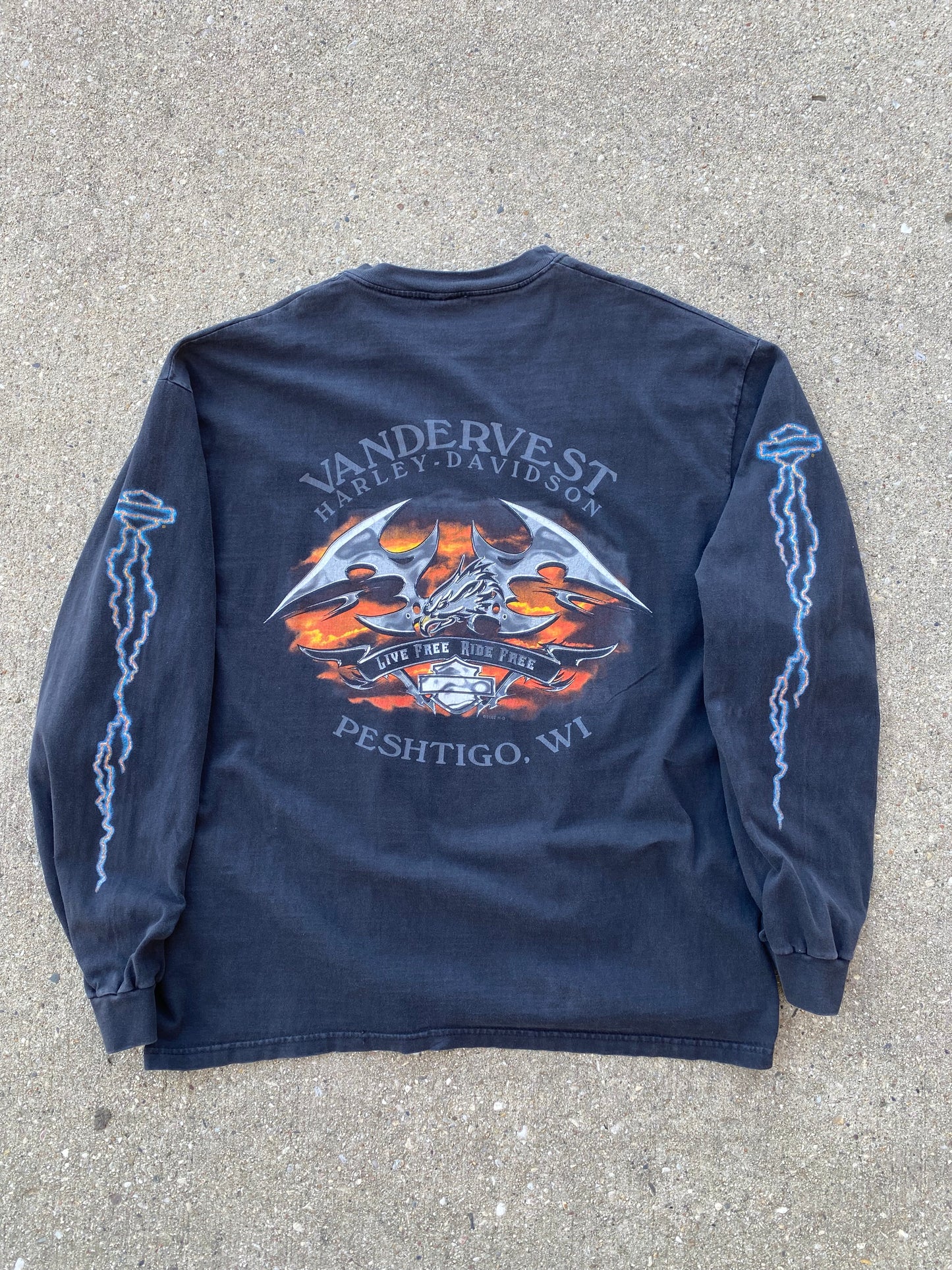 Vintage Harley Davidson make some noise lightning long sleeve shirt size extra large