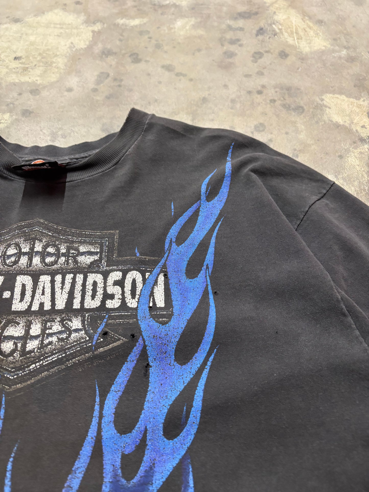 Vintage Harley Davidson Blue Flame V Twin shirt size XL