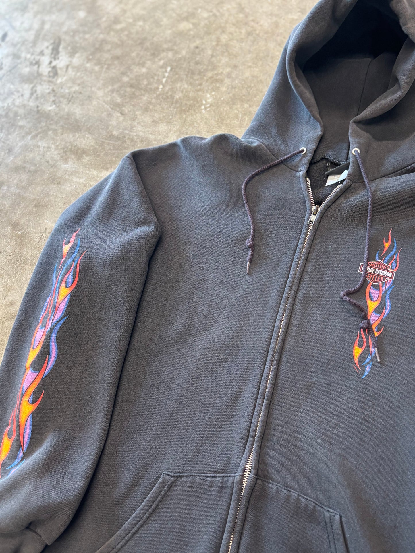 Vintage Harley Davidson flame zip up long sleeve size XL