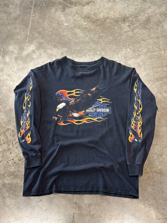 Vintage Harley Davidson Flaming Eagle long sleeve size xl