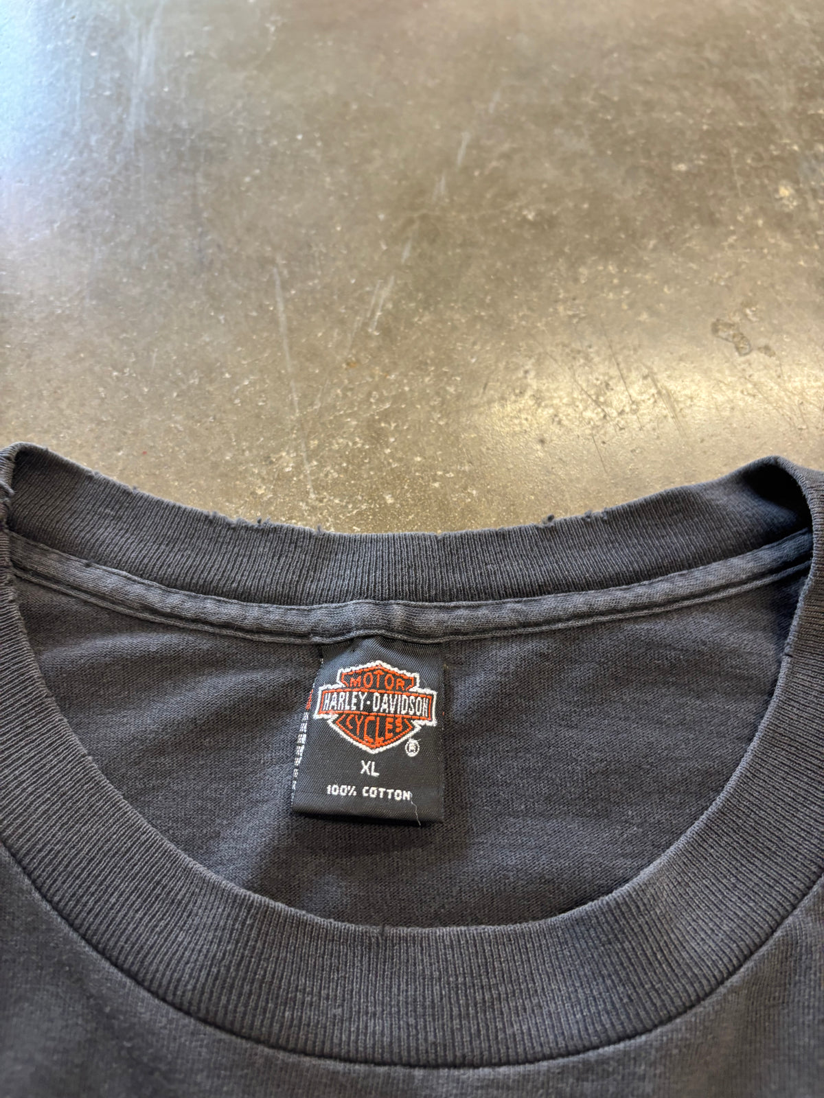 Vintage faded and thrashed Harley Davidson ride the lightning long sleeve size extra large