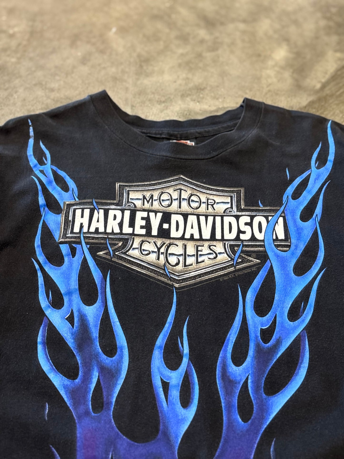 Vintage Harley Davidson blue flame shirt size large