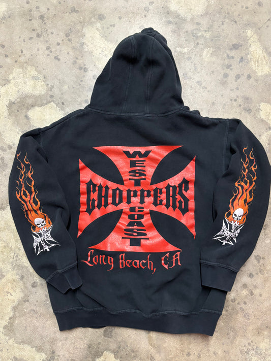 Vintage West Coast Choppers Skull Flame hoodie size XL