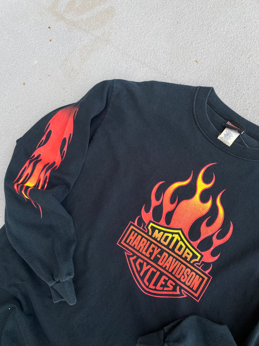 Vintage 90’s Harley Davidson Red Flame Shield size XL