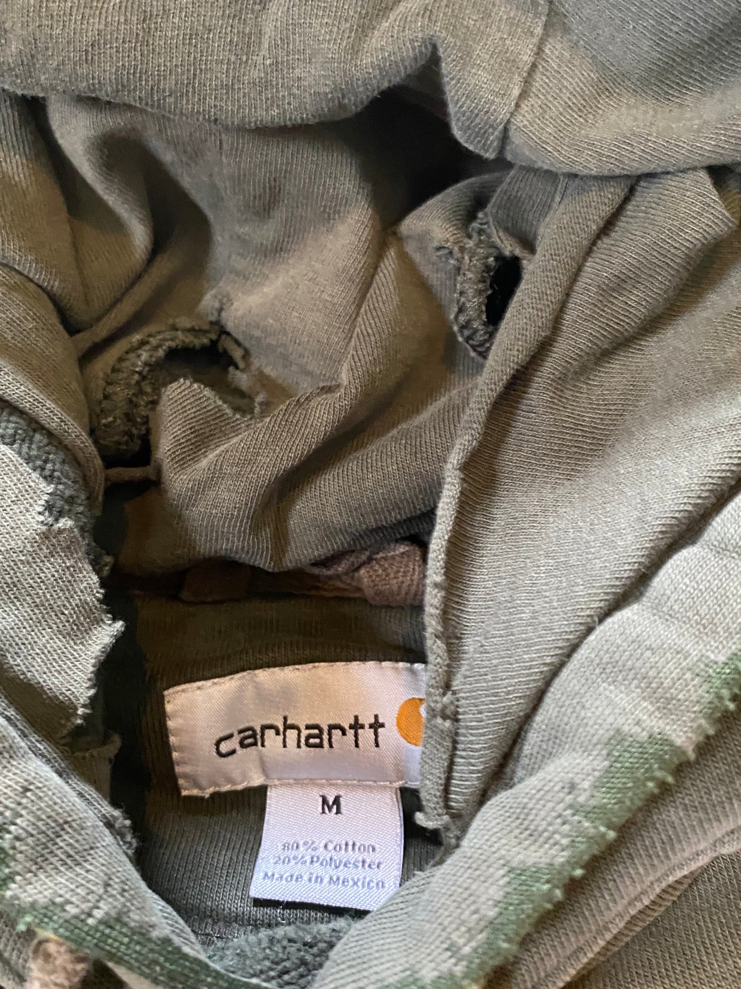 Vintage Faded distressed Carhartt Earth Tone Hoodie Size Medium