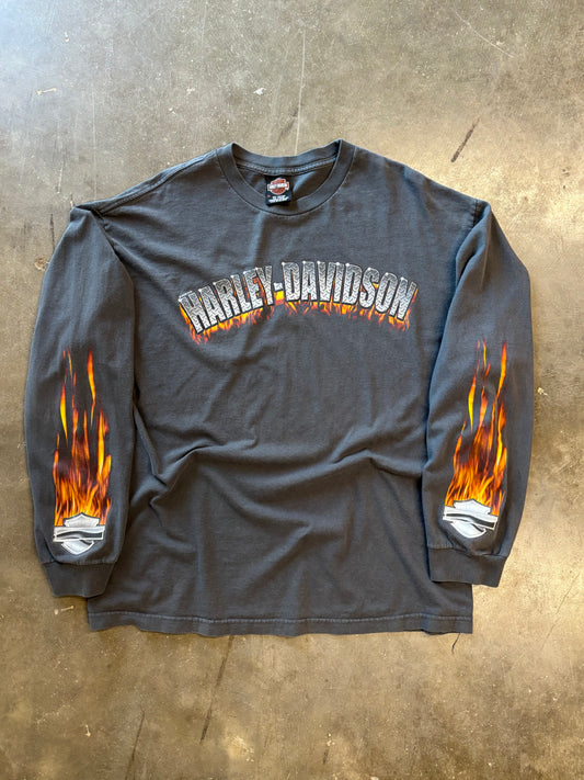 Harley Davidson chrome flame long sleeve size xl