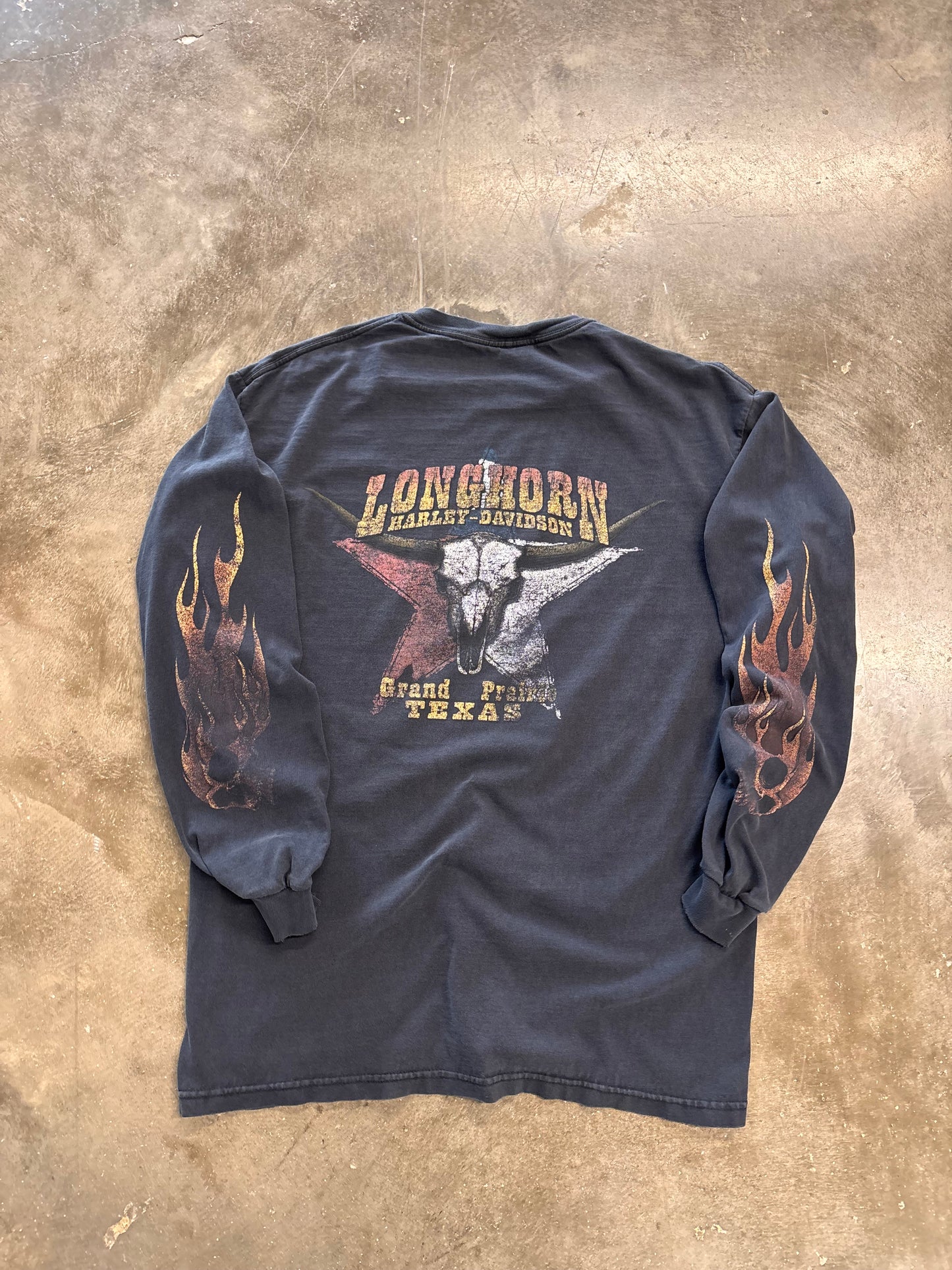 Faded Out Harley Davidson Skull long sleeve size large