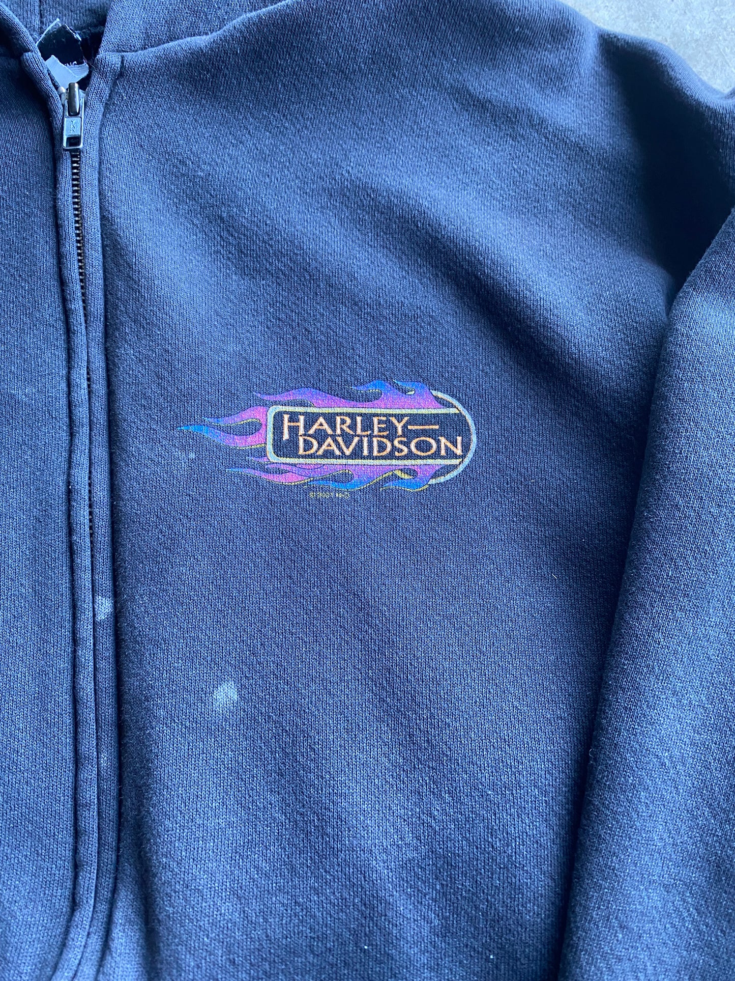 Vintage Harley Davidson Purple Flame Zip Up Hoodie Size Large